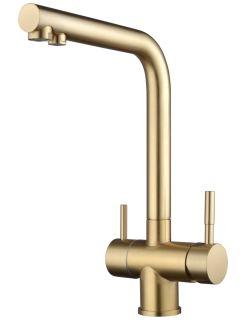 Смеситель для кухни Shevanik S468G с подключением фильтра золотой сатин